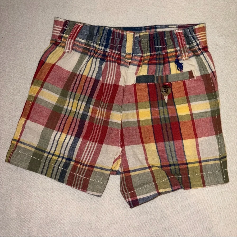 Ralph Lauren Baby Boy Multi Colored Plaid Pretty Easter Spring Shorts‎ Size 6M